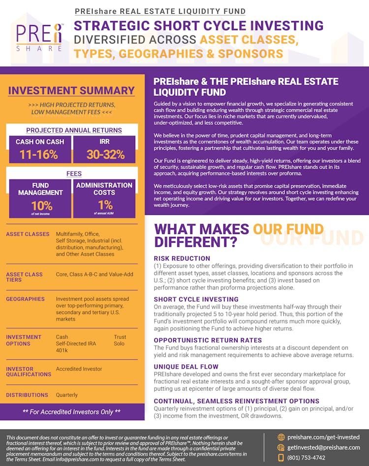 PREIshare Real Estate Liquidity Fund, LLC